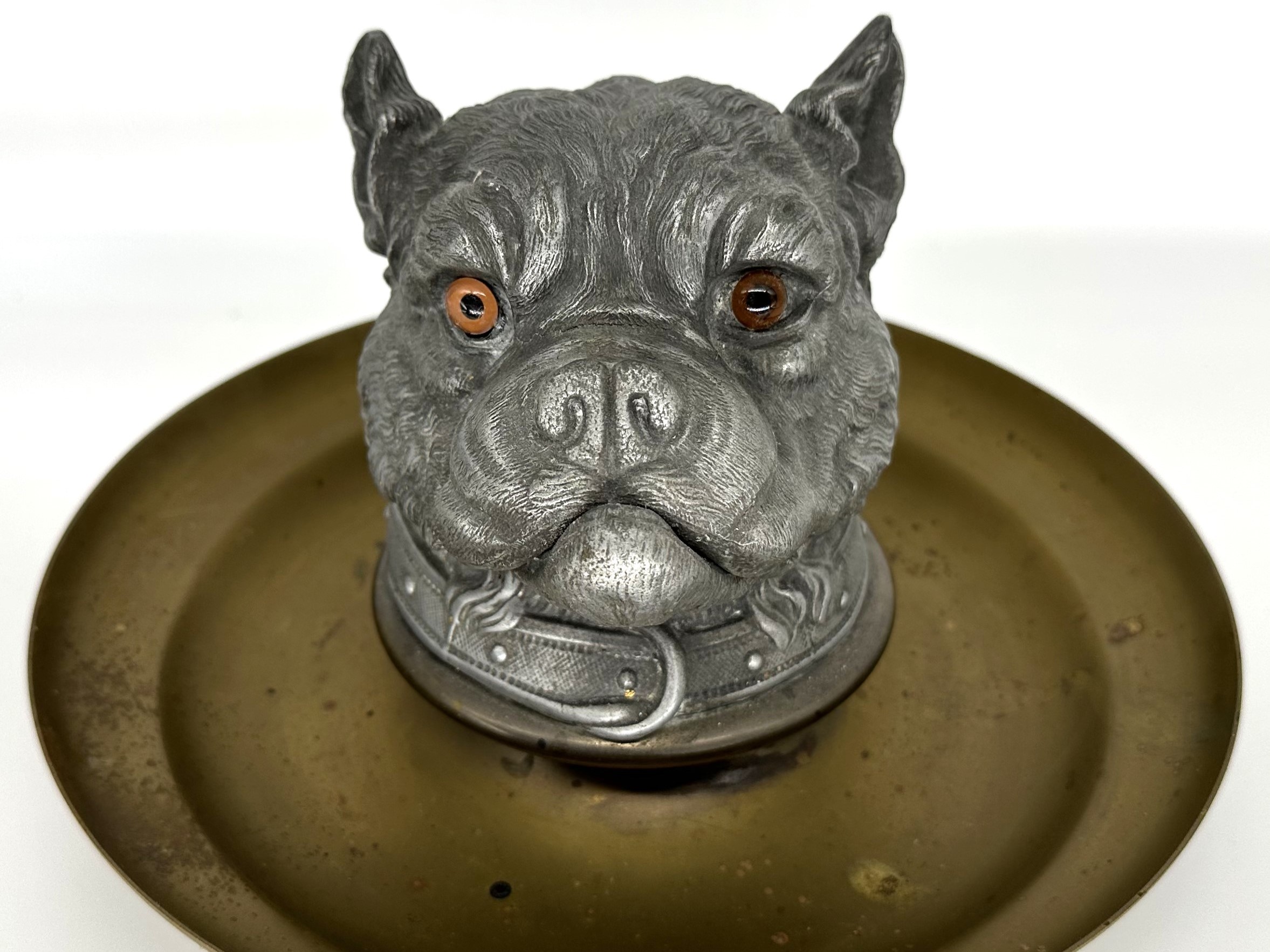 Dog’s Head – Bulldog on Brass Saucer Base