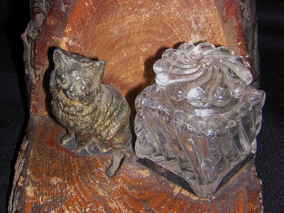 Cat Inkwell on Wood Base