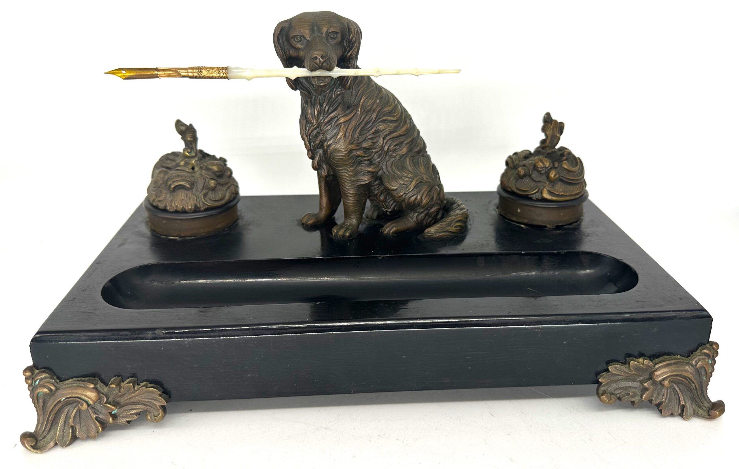 Dog – Bronze and Marble Double Figural