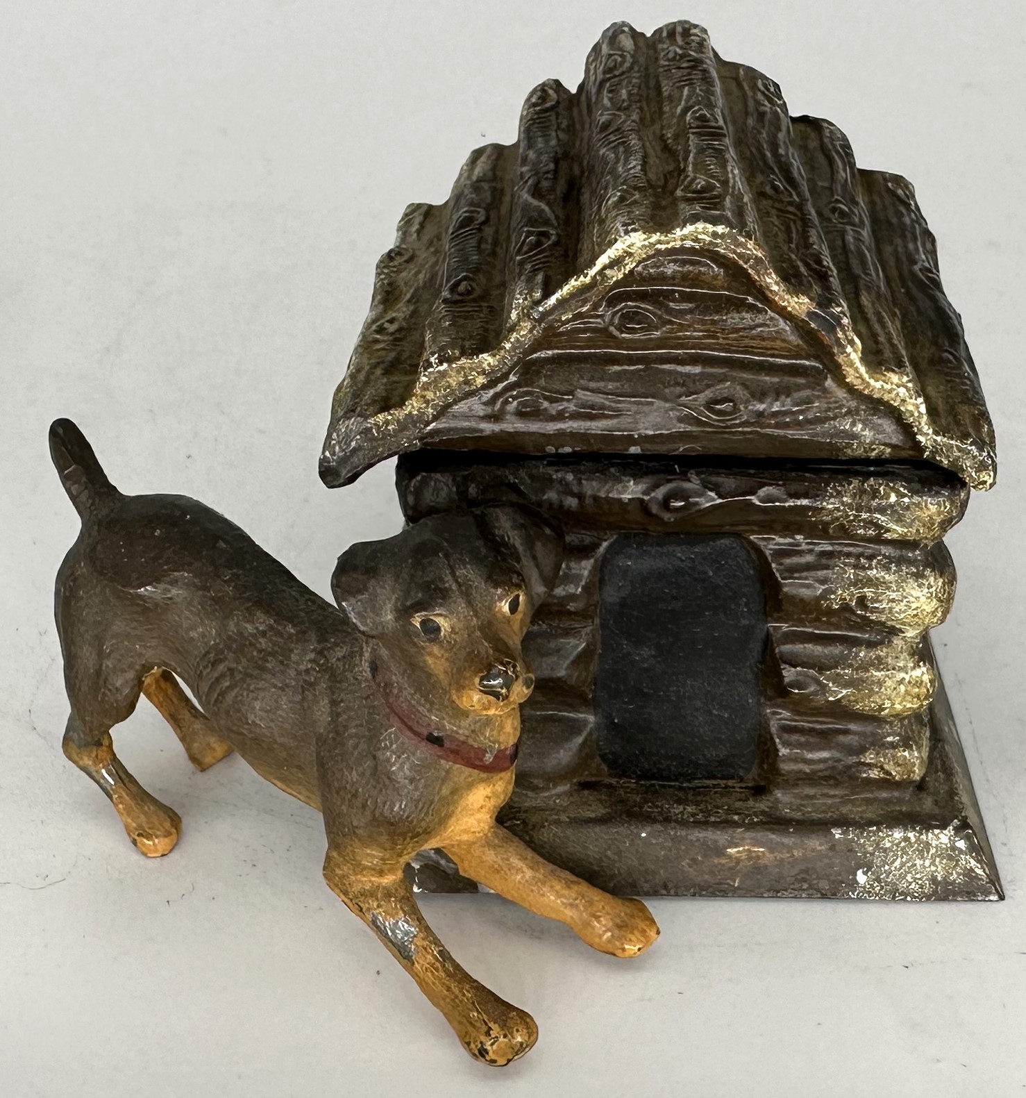 Dog and a Log Cabin Doghouse