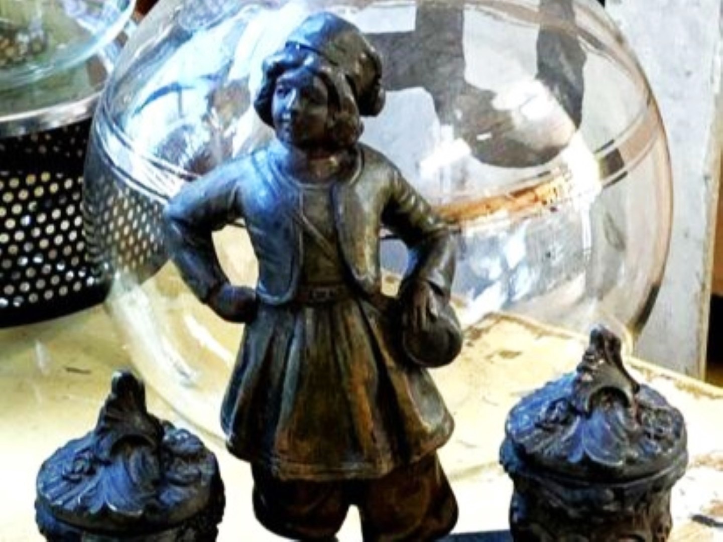 French Peasant Boy Double Inkstand