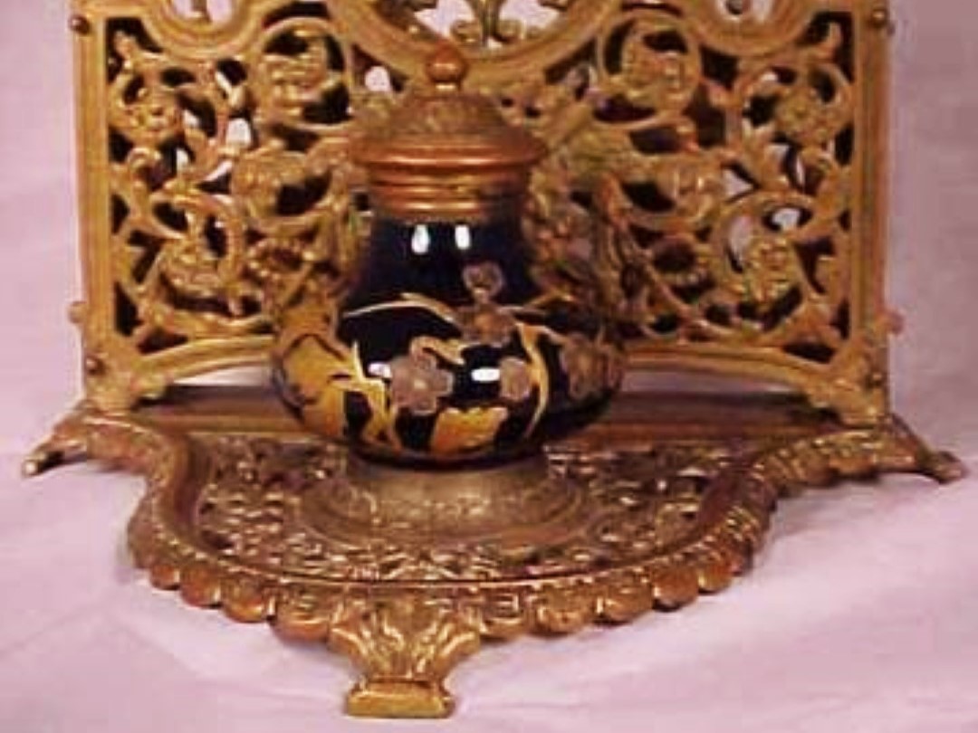 Brass Inkstand with Letter Holder