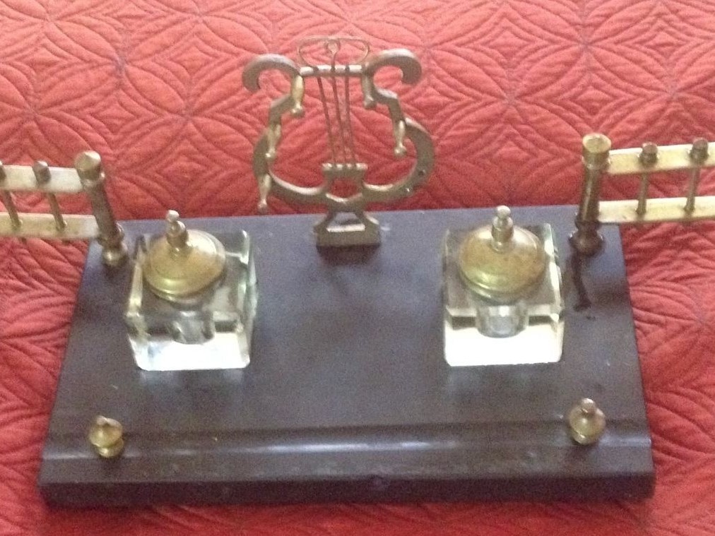 Music-themed Inkstand with Candle Holders