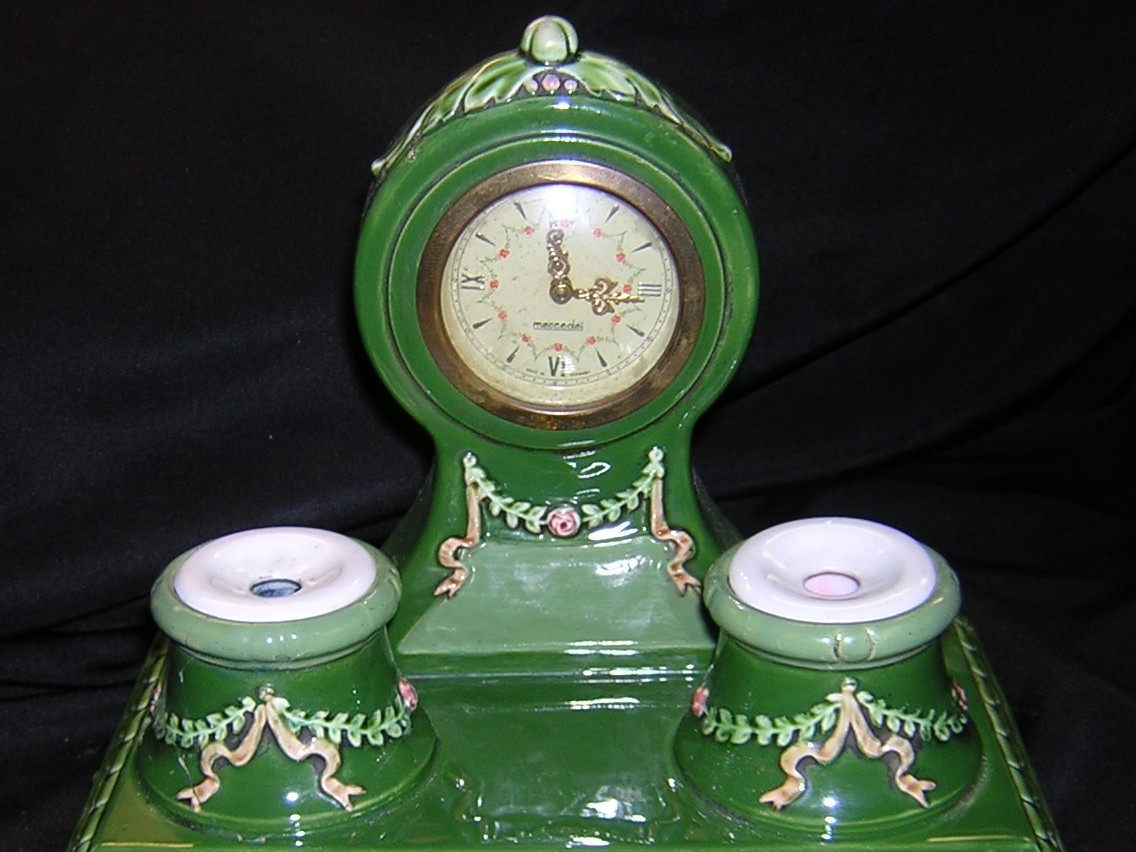 Porcelain Clock Inkstand