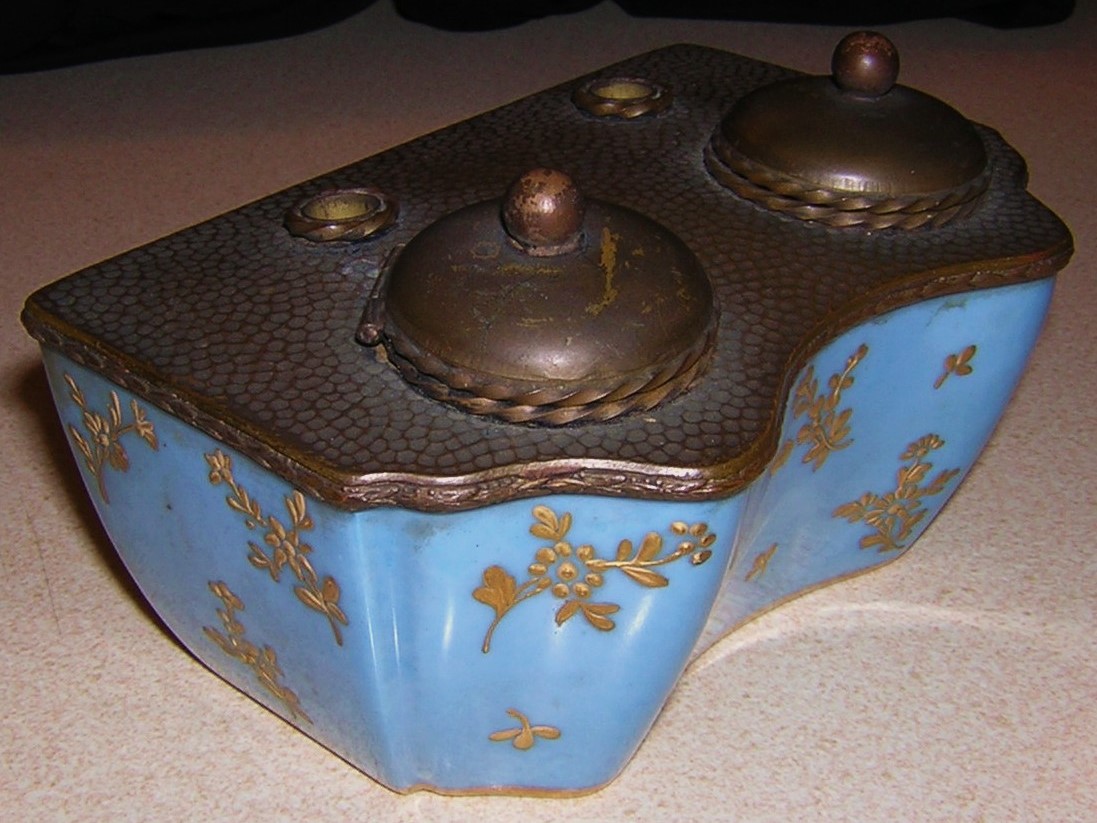 French Porcelain Double Inkstand