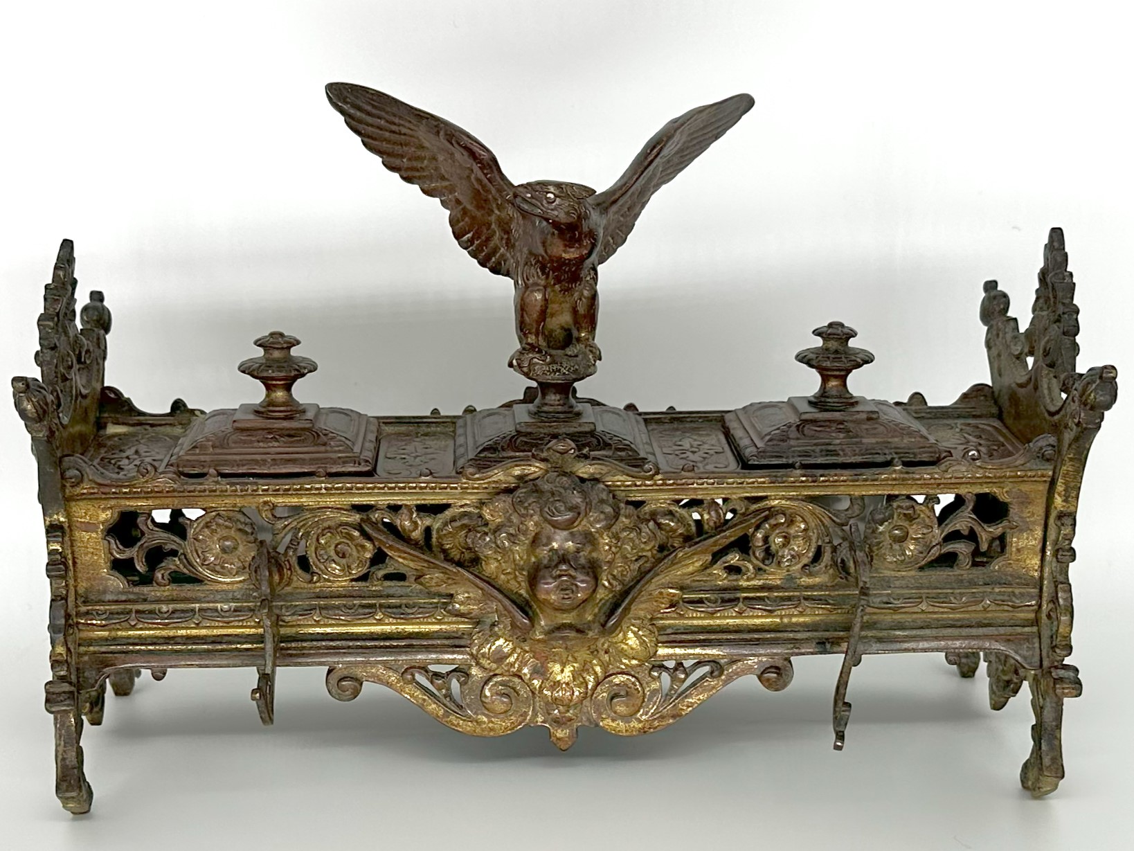 Double Brass Standish with Eagle
