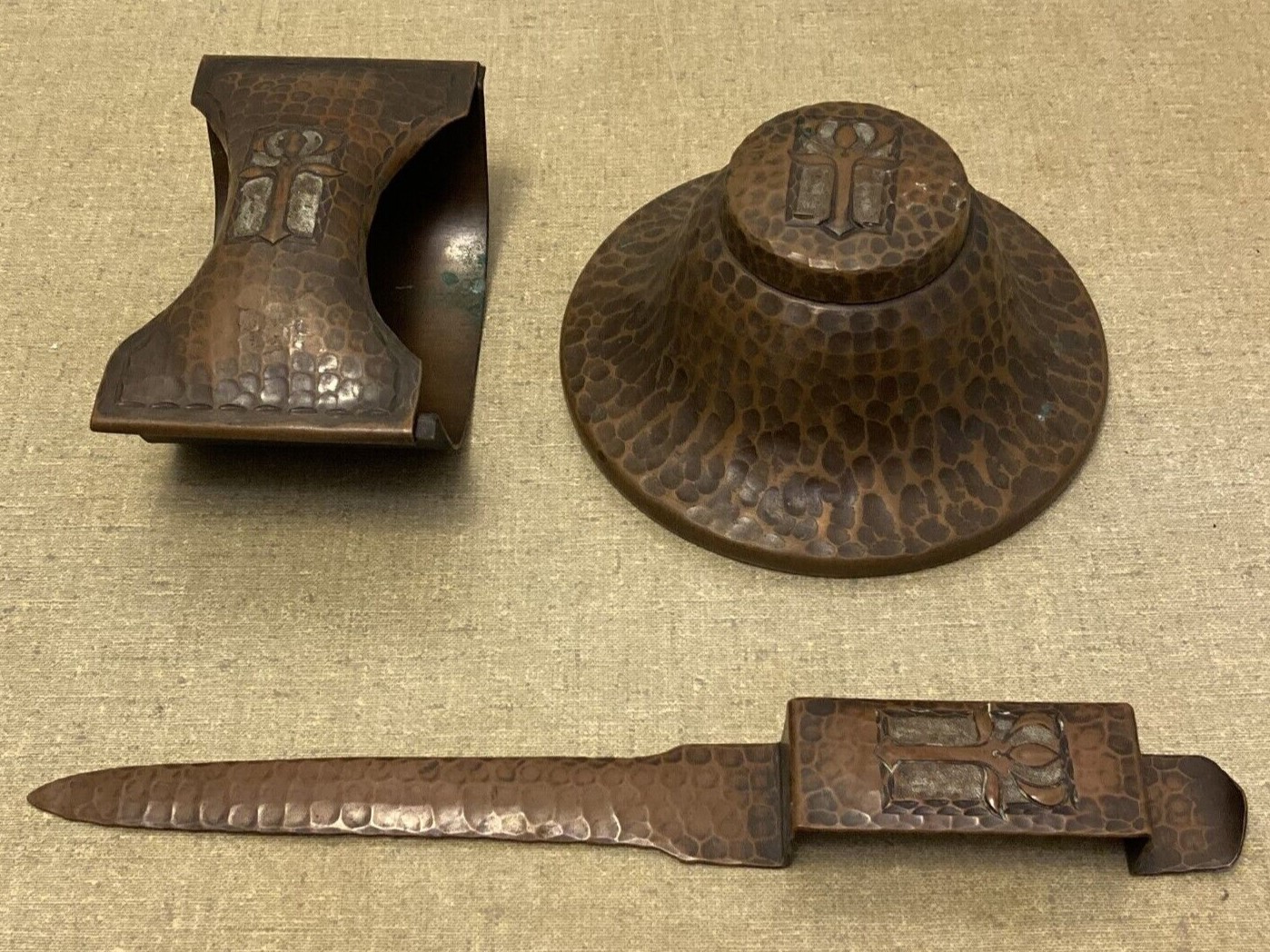 Hammered Copper Desk Set