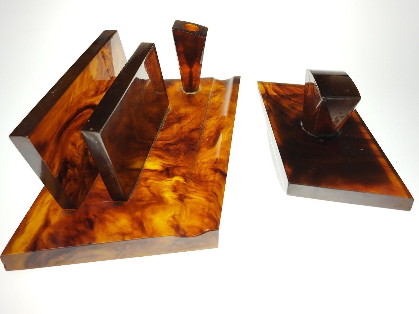Marbled Bakelite / Catalin Desk Set
