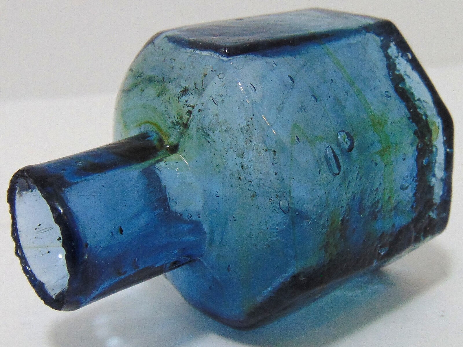 Copper Blue Octagonal Ink Bottle