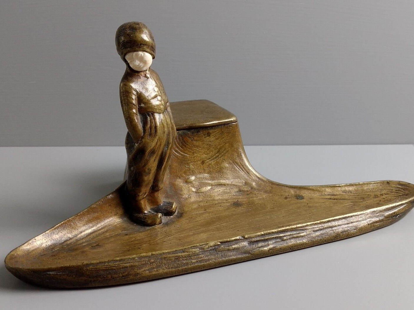 Bronze Dutch Boy Inkstand
