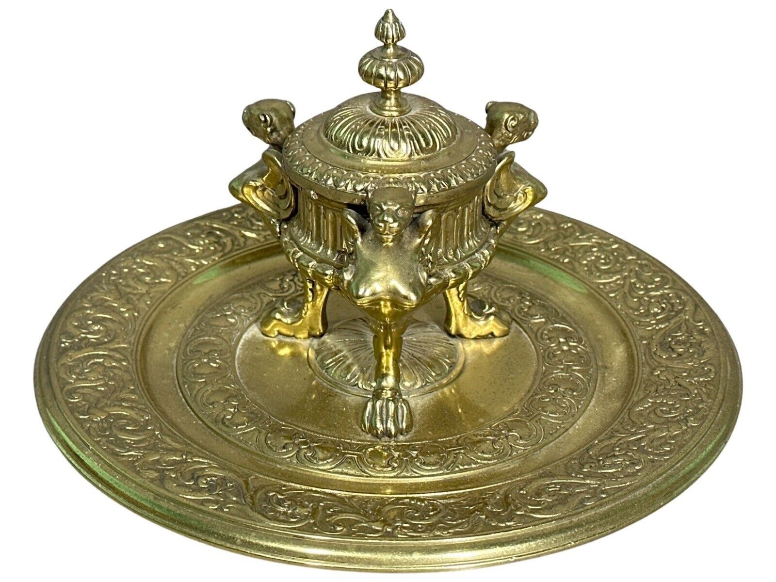 Brass Inkstand on Circular Base