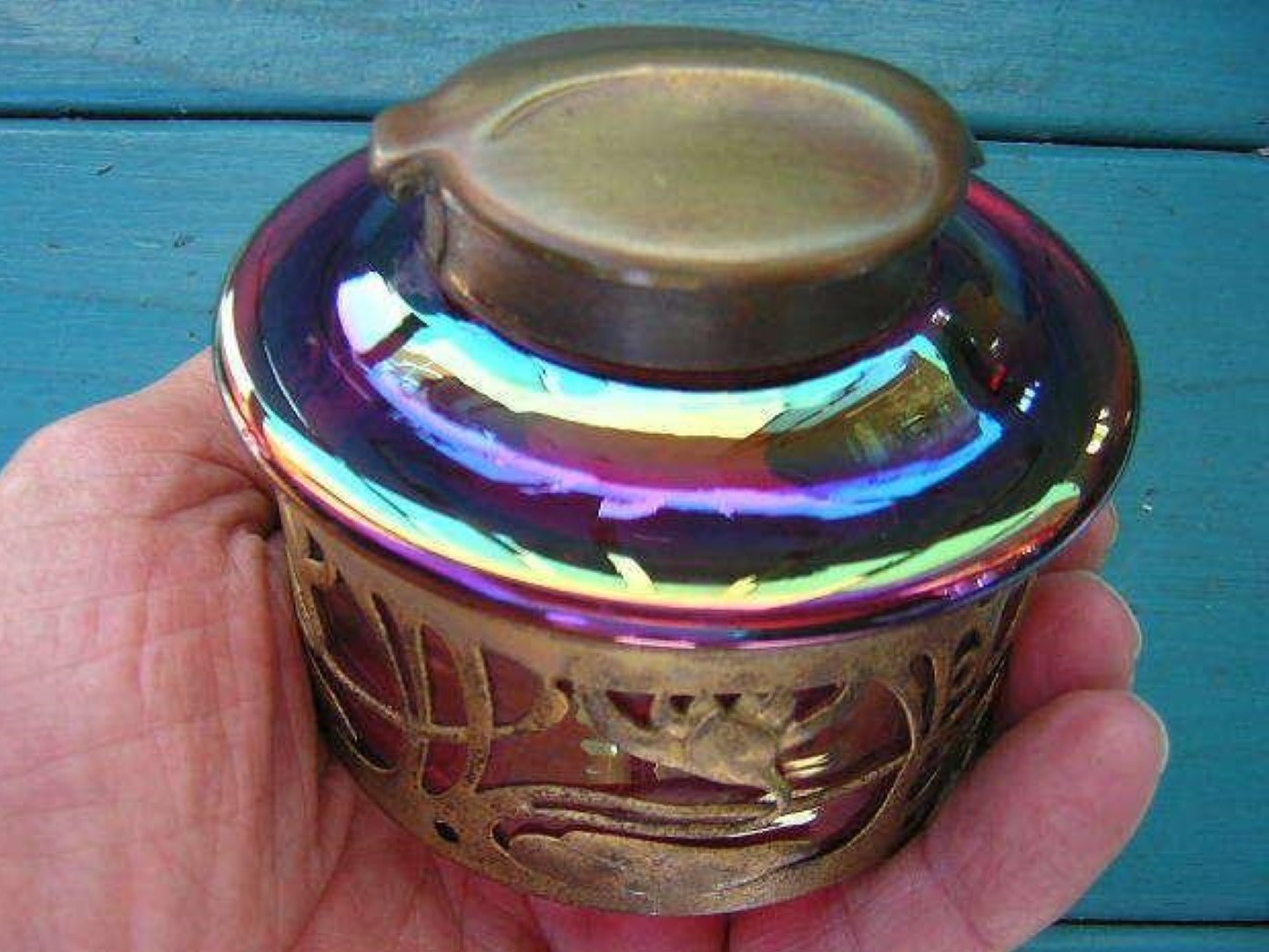 Cranberry Art Glass Inkwell