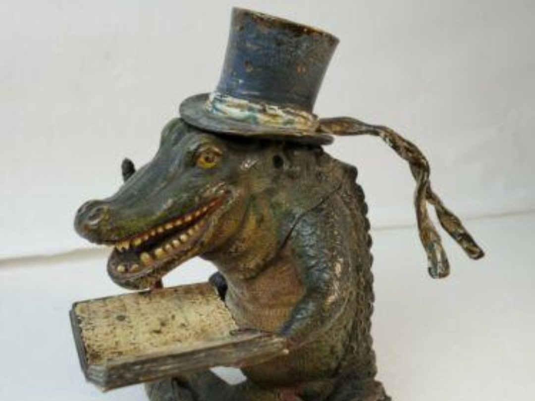 Whimsical Bronze Crocodile