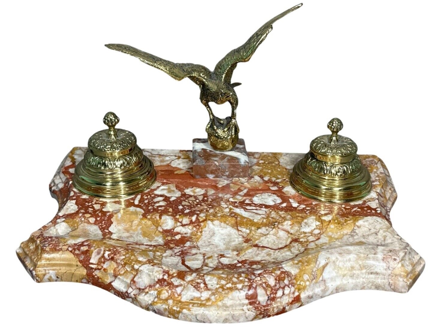 Double Inkstand – Eagle on Marble Base