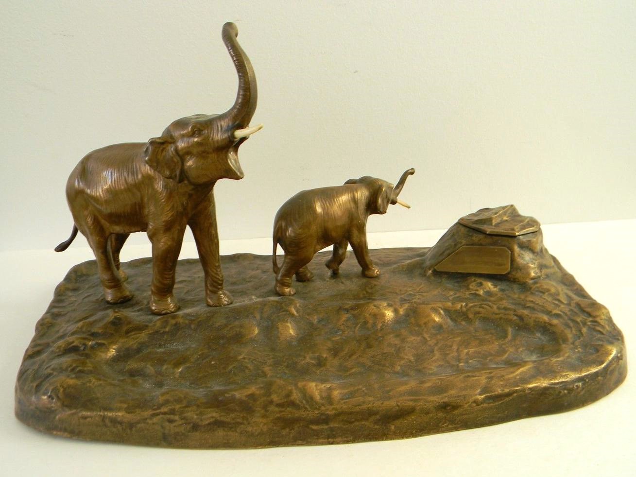 Bronze Inkstand with Elephants
