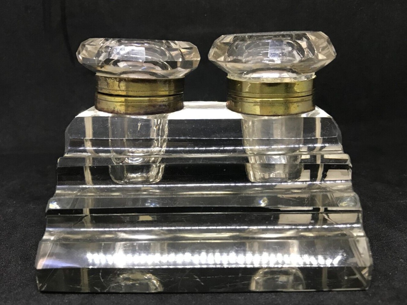 Tiered Cut Glass Double Inkstand