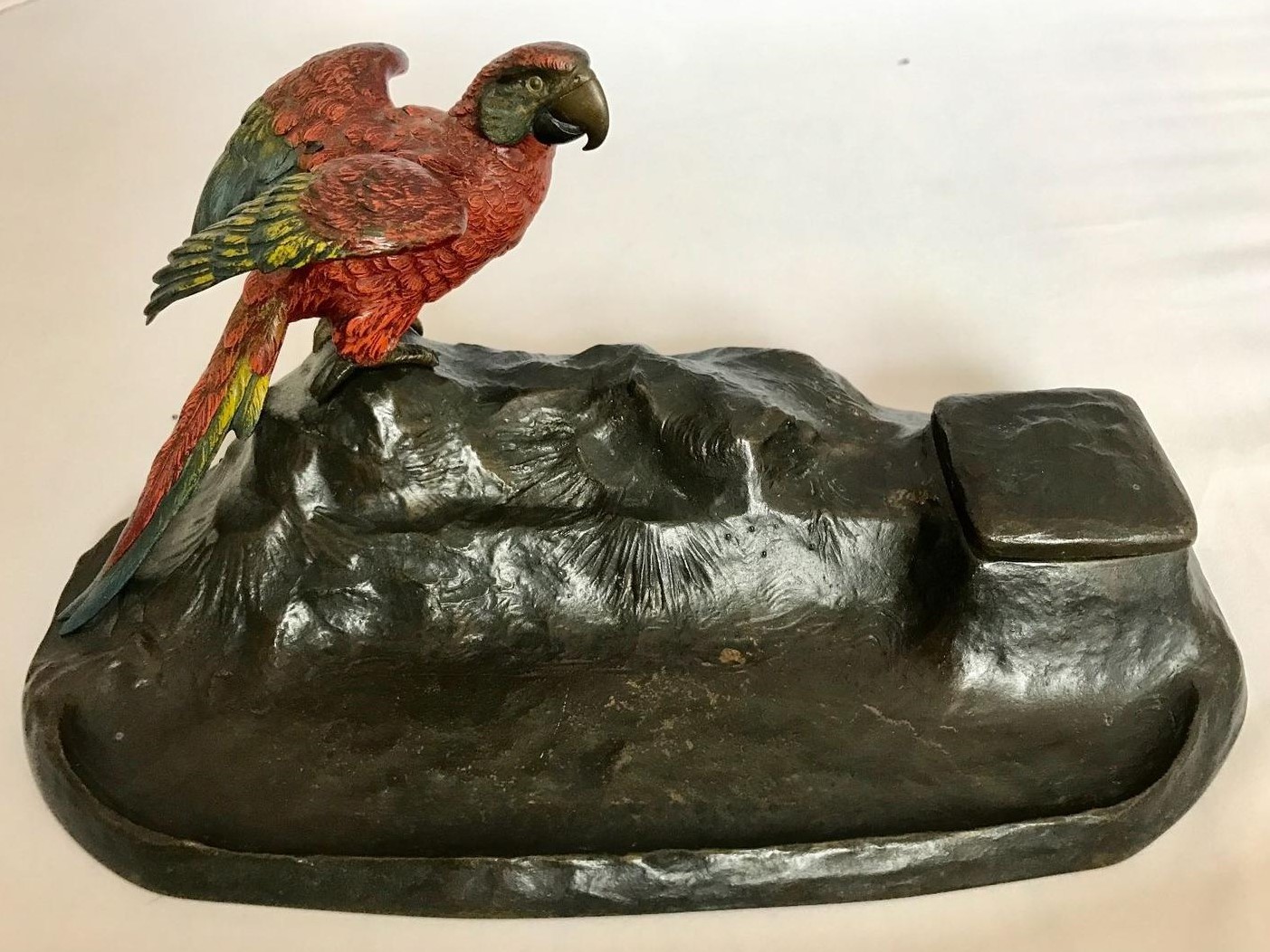 Cold-painted Parrot Inkstand