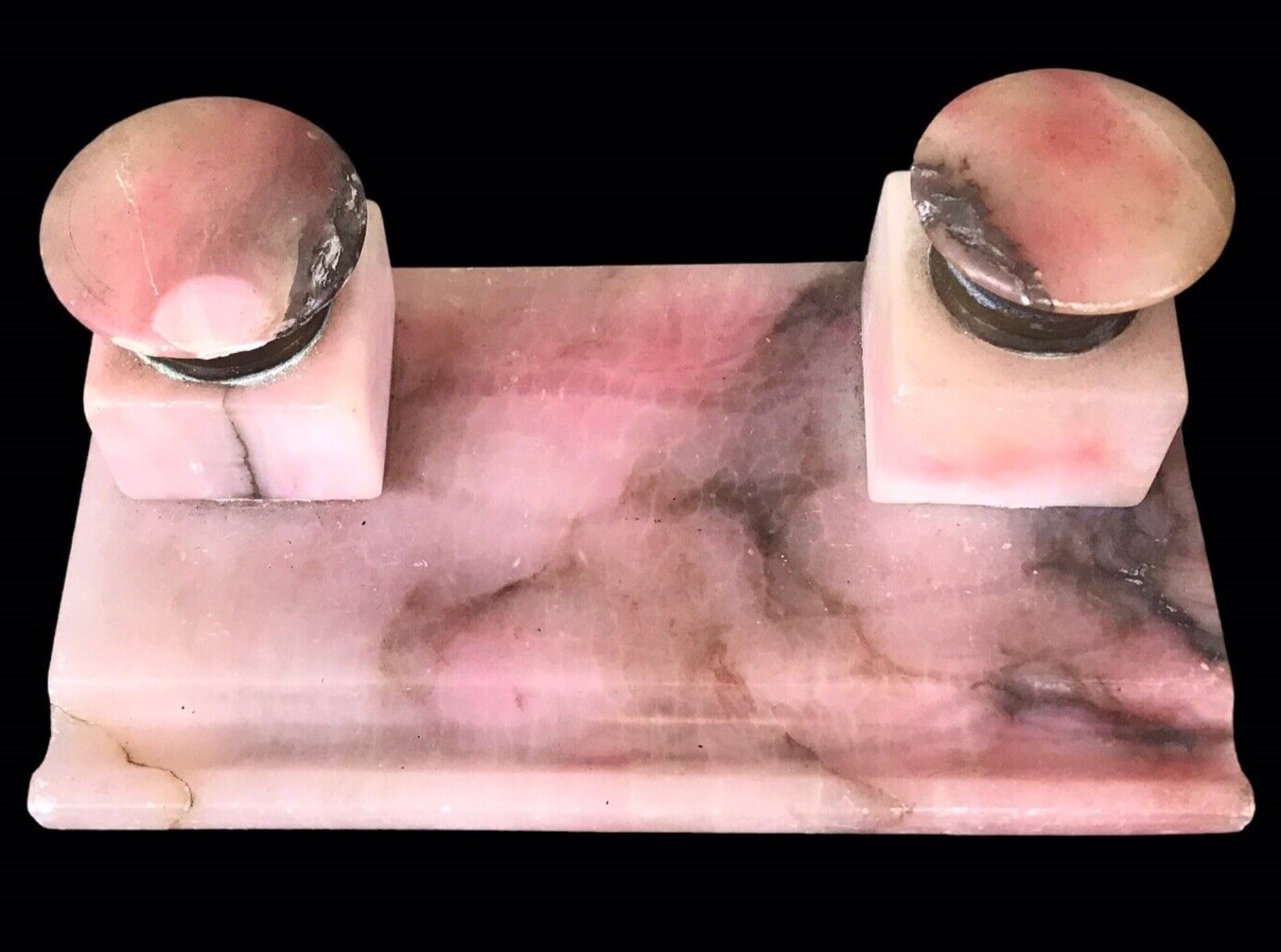 Pink Alabaster Double Inkstand