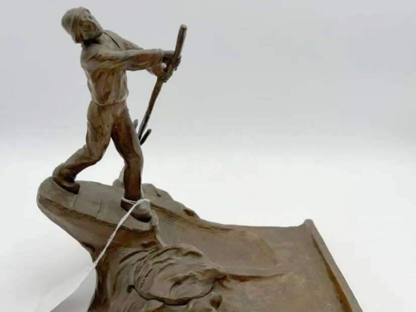 Large Figural Inkstand with an Oarsman
