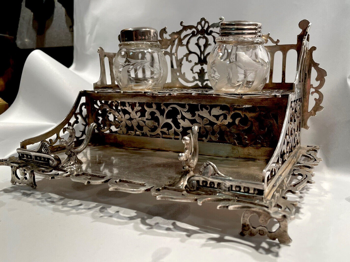 English Silverplate Inkstand