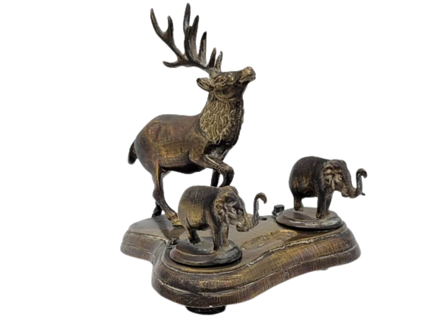 Elk / Stag with Two Elephants