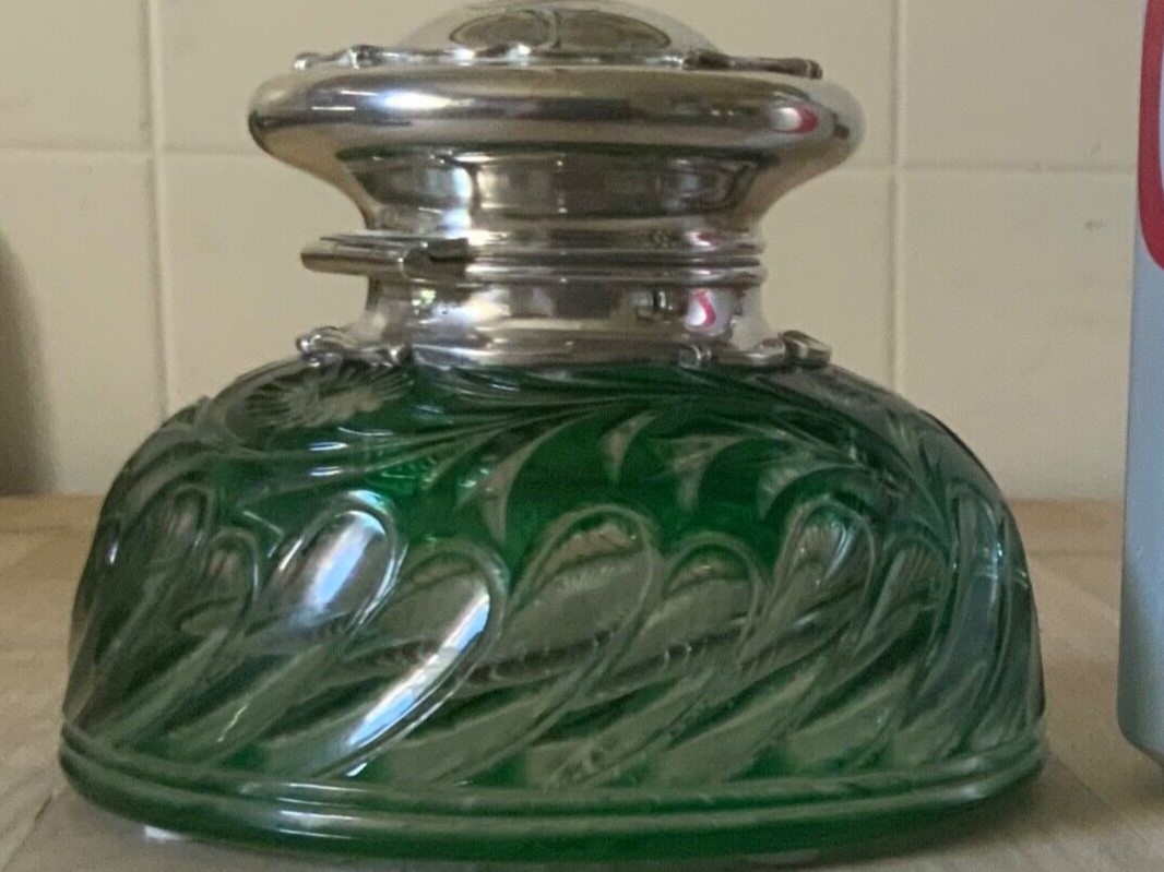 Glass Inkwell with Sterling Silver Lid