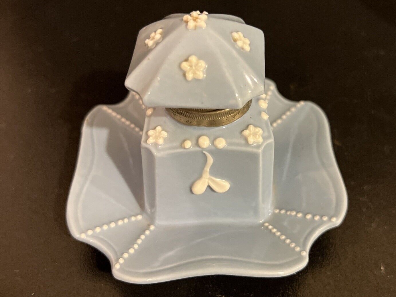 Light Blue Porcelain Inkwell