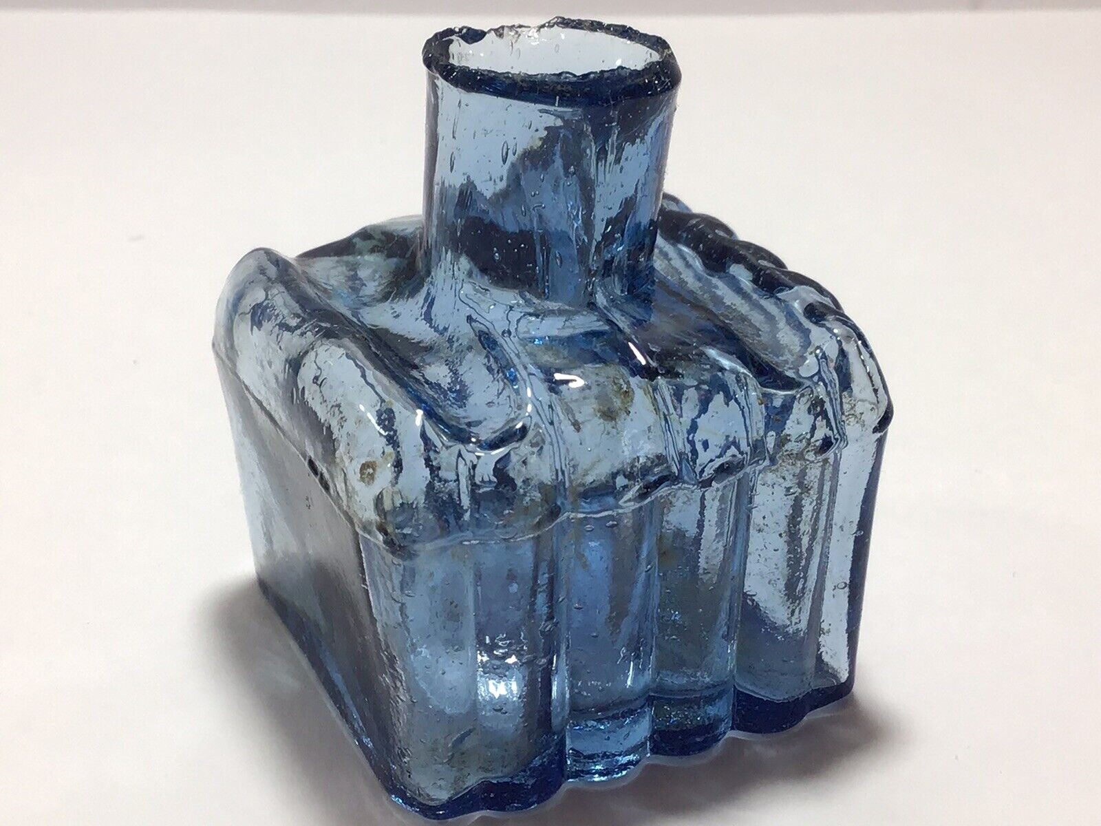 Copper Blue Ribbed Ink Bottle