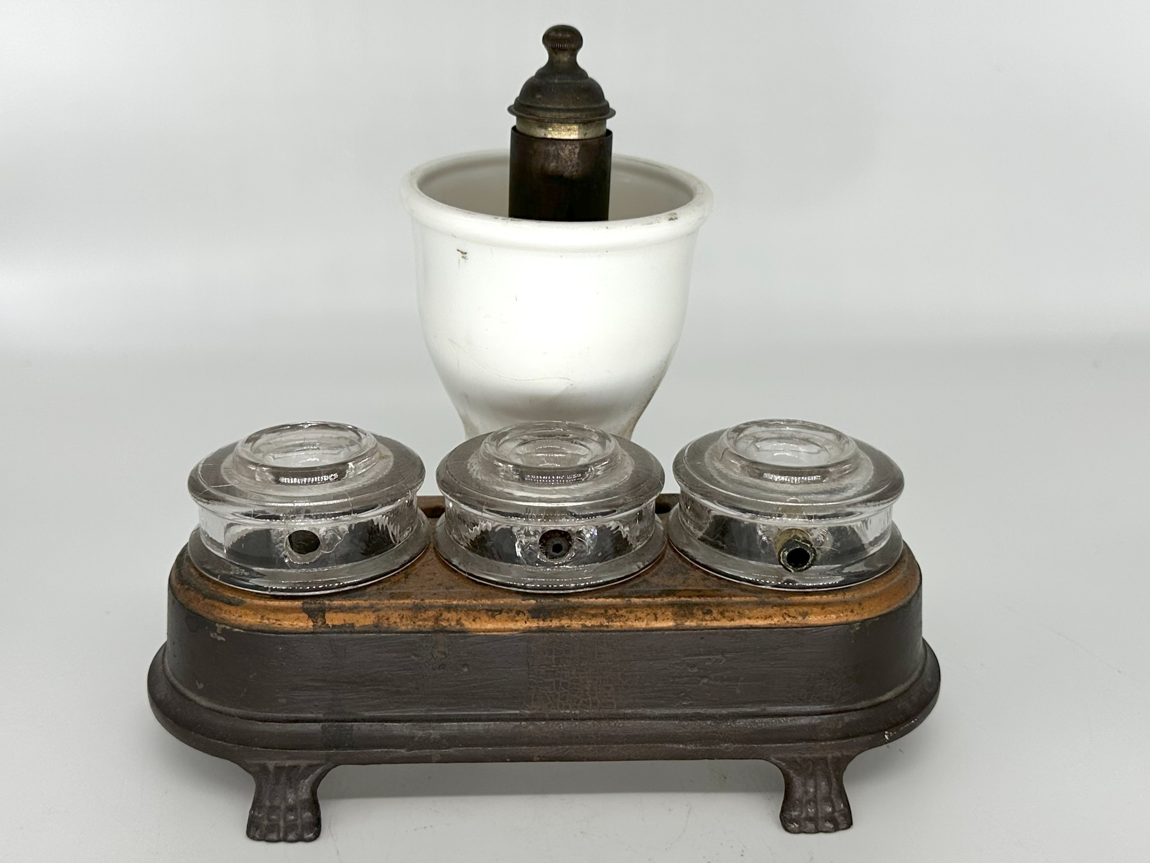 Triple Inkwells with Pen Cleaner?