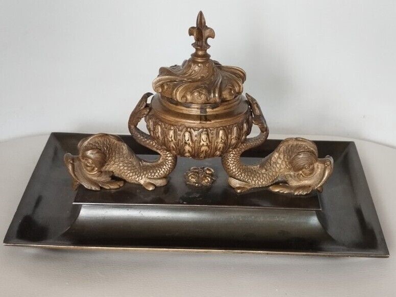 Bronze Dolphins Inkstand