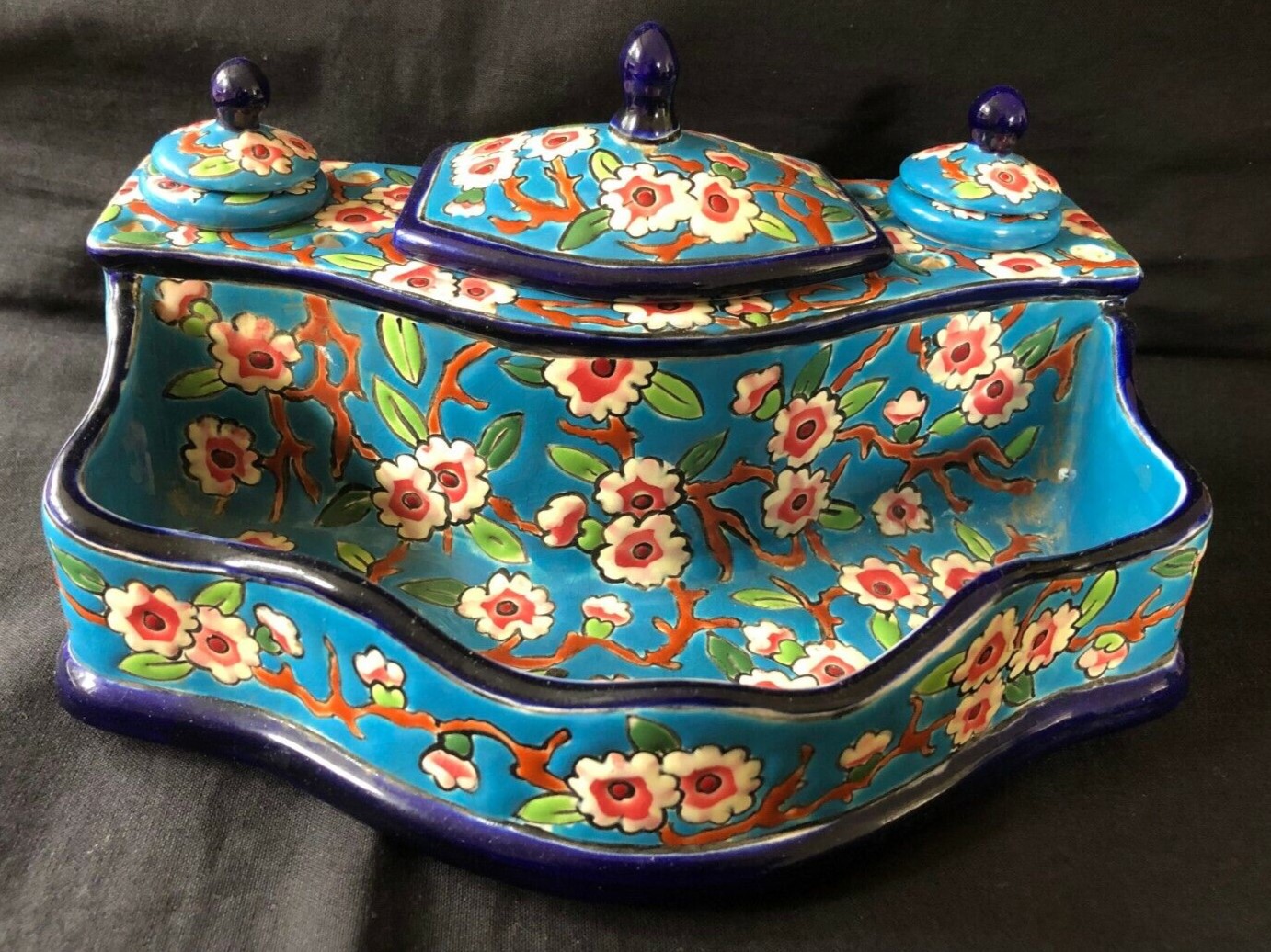 Longwy Faience Inkstand
