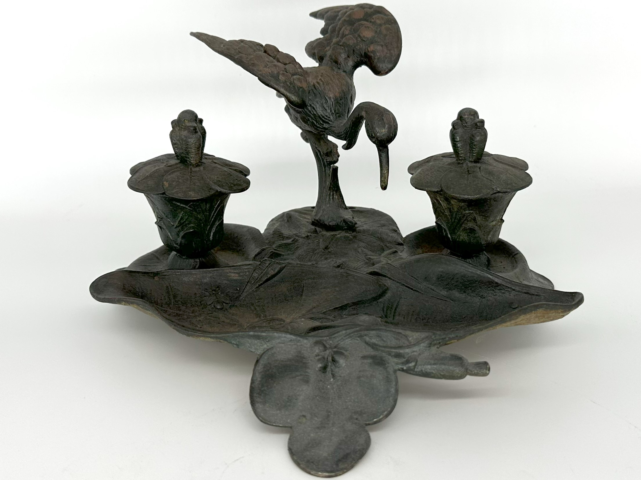 Stork and Lotus shaped inkpots