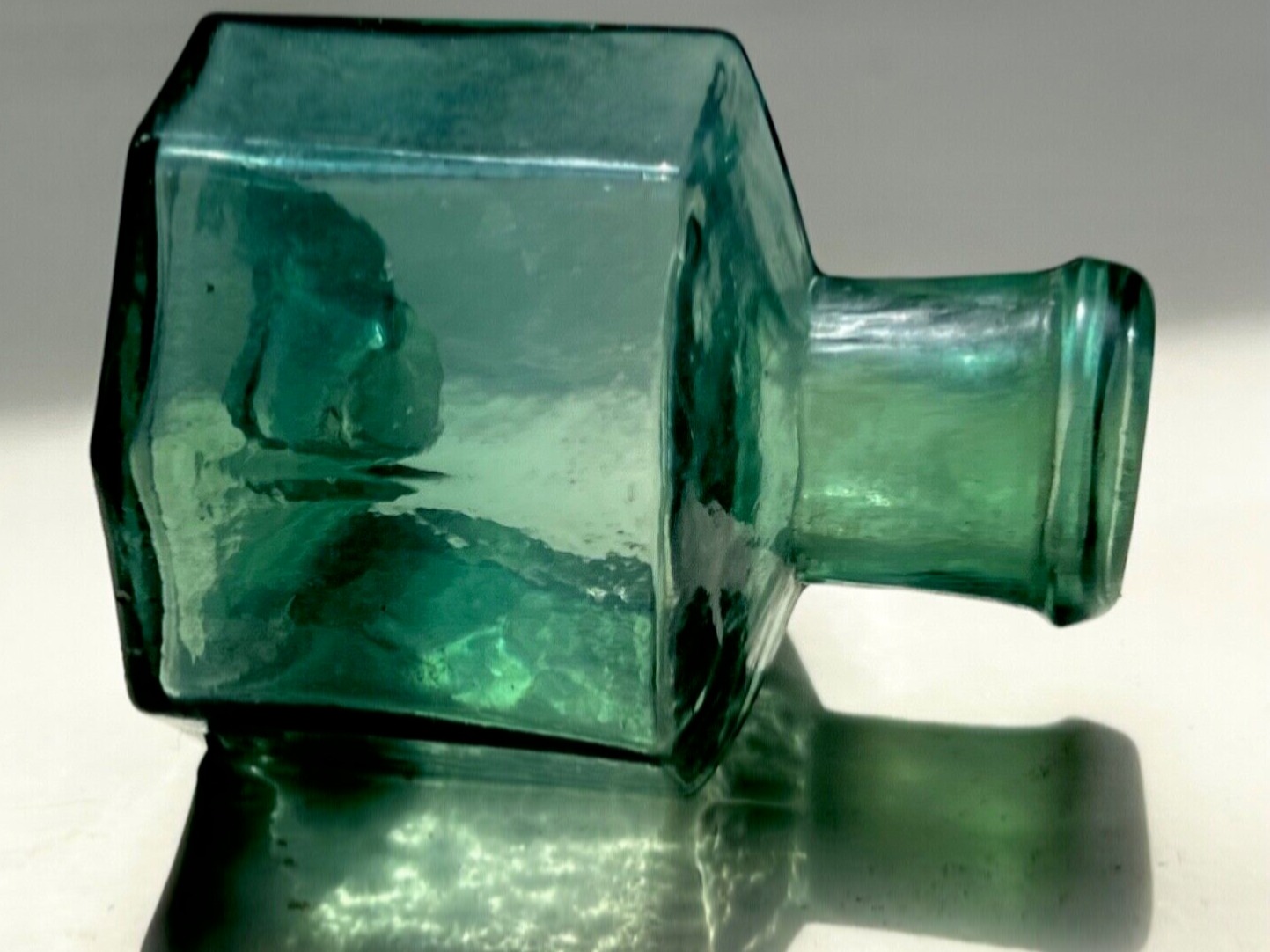 Teal Green Pontiled Ink Bottle