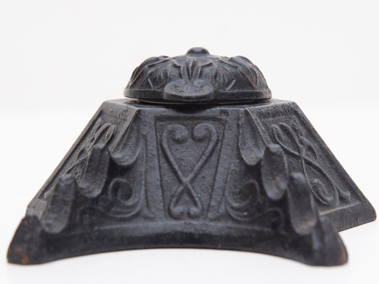 Cast Iron Inkwell with 3-Tiered Pen Holder
