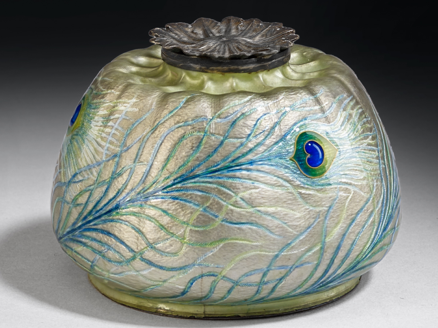 Inkwell “Pavot” (Poppy) by Eugène Feuillâtre