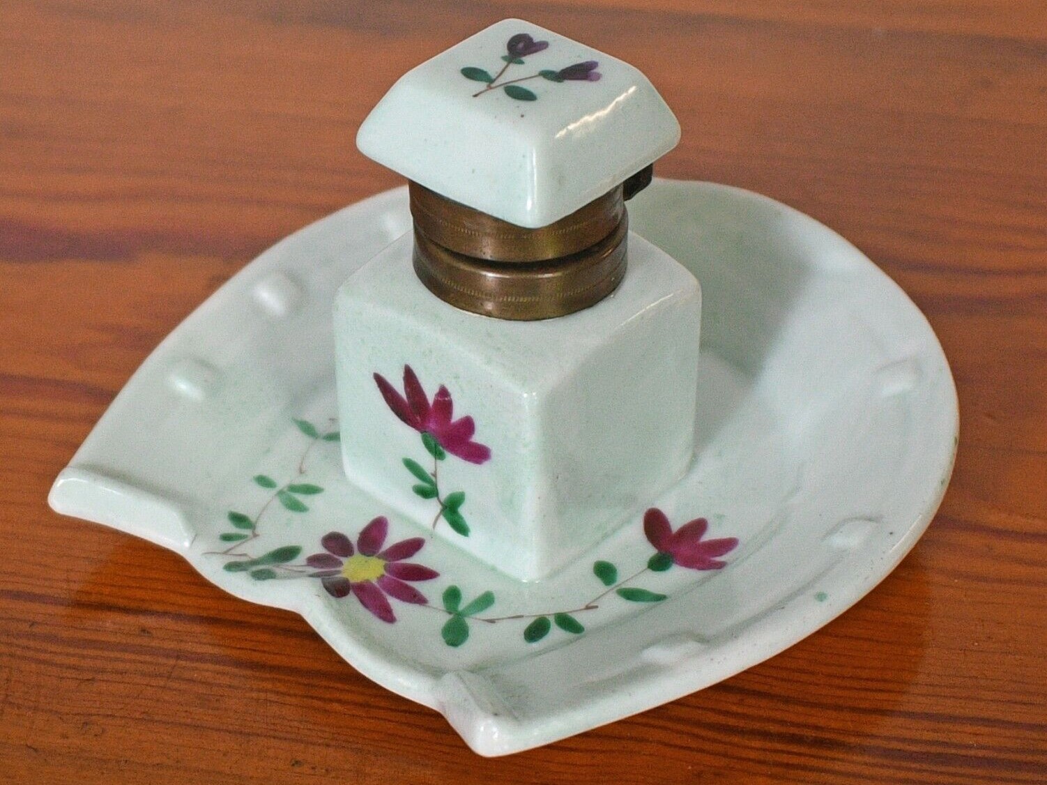 Porcelain Inkwell on Horseshoe Base