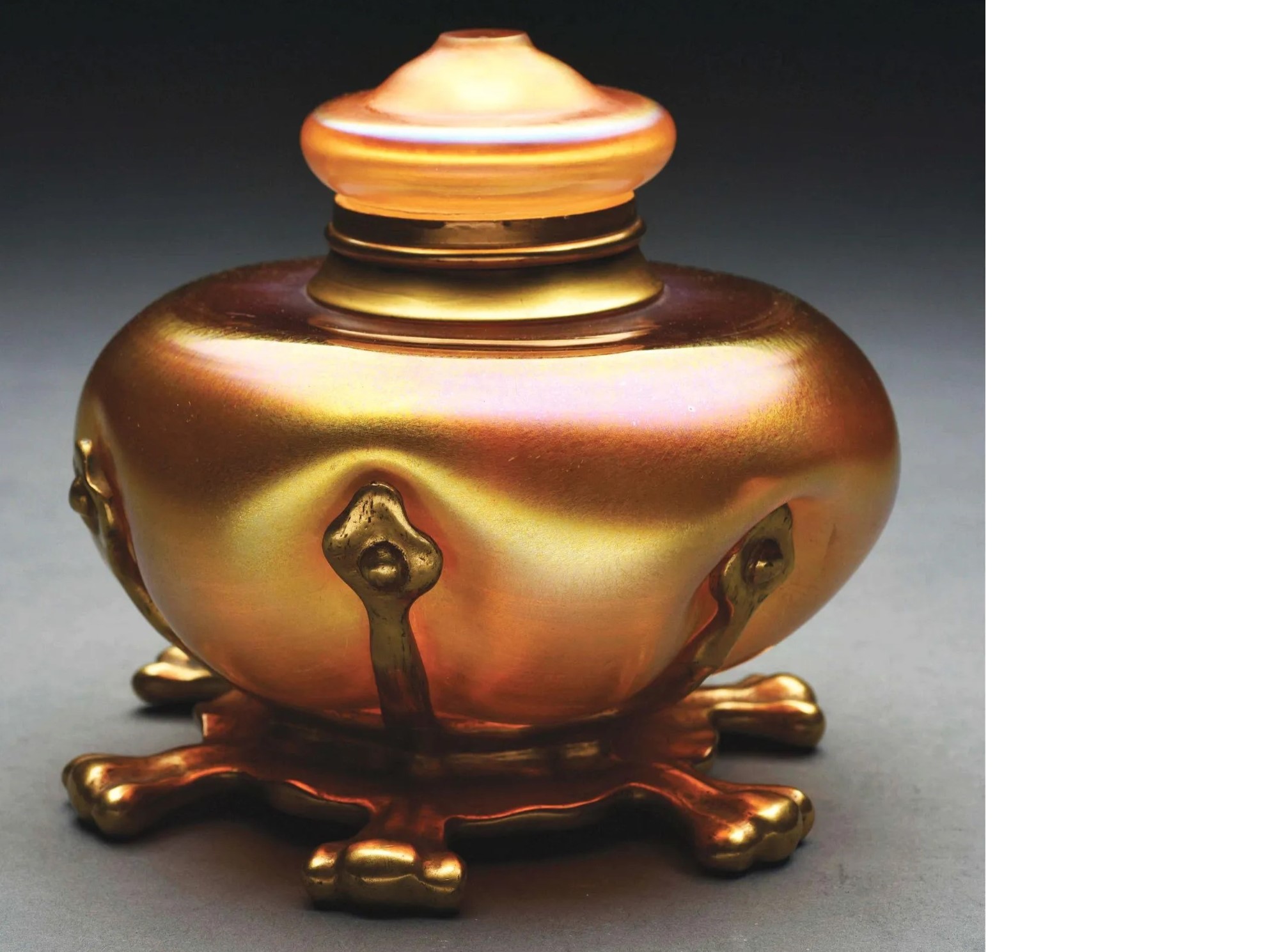 Tiffany Studios Iridized Gold Inkwell