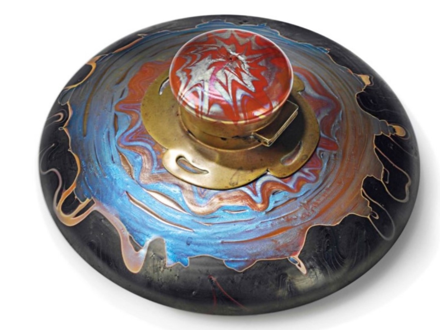 Loetz Iridescent Glass Inkwell