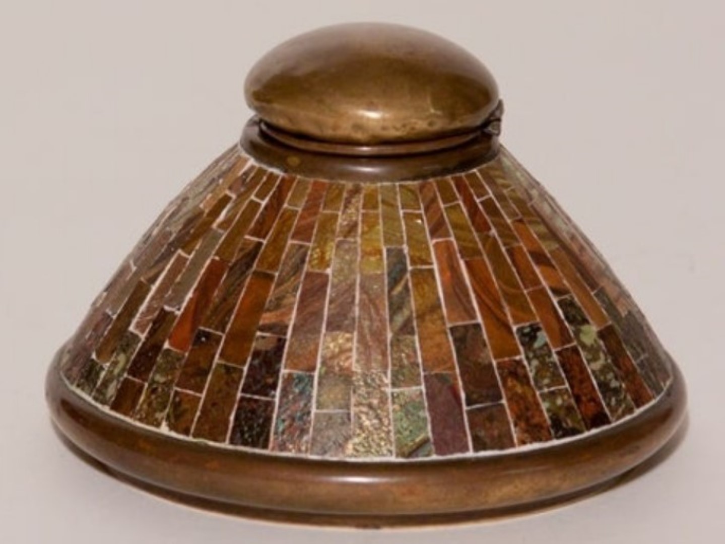 Tiffany Studios Bronze and Mosaic Inkwell