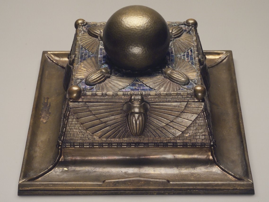 Tiffany Studios Bronze Segmented Obelisk Inkstand