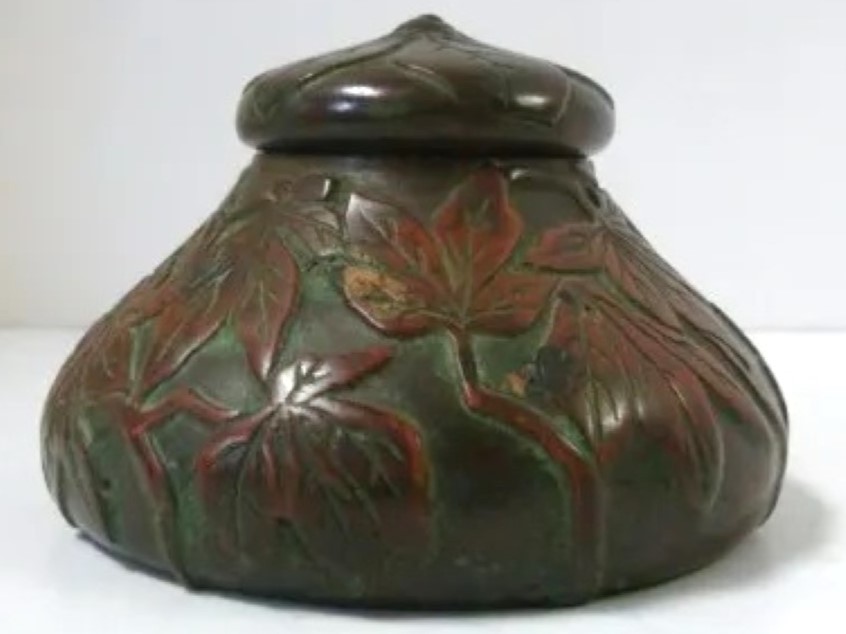 Tiffany Studios Bronze Leaves Inkstand
