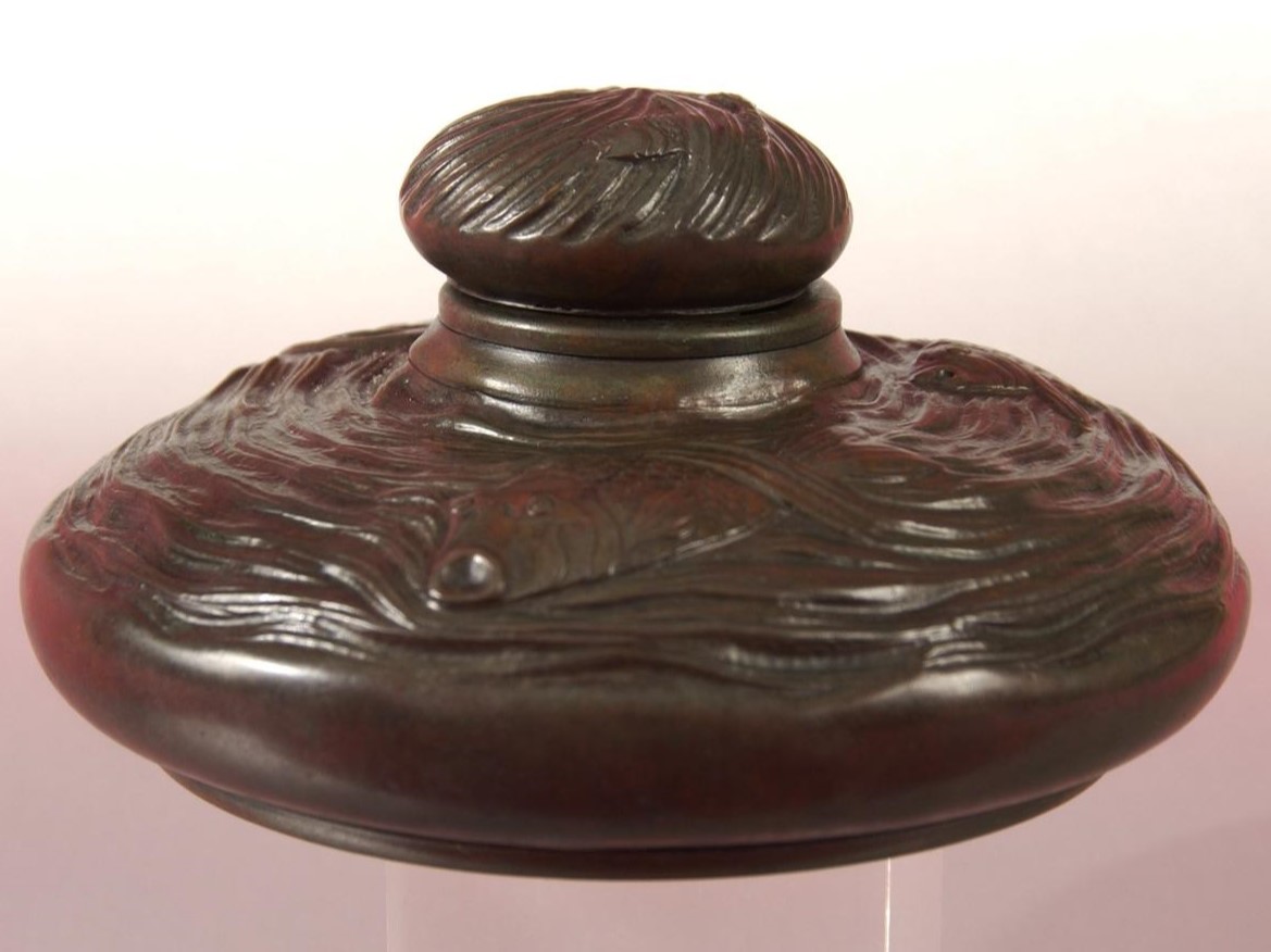 Tiffany Studios Bronze Swimming Koi Inkstand #854