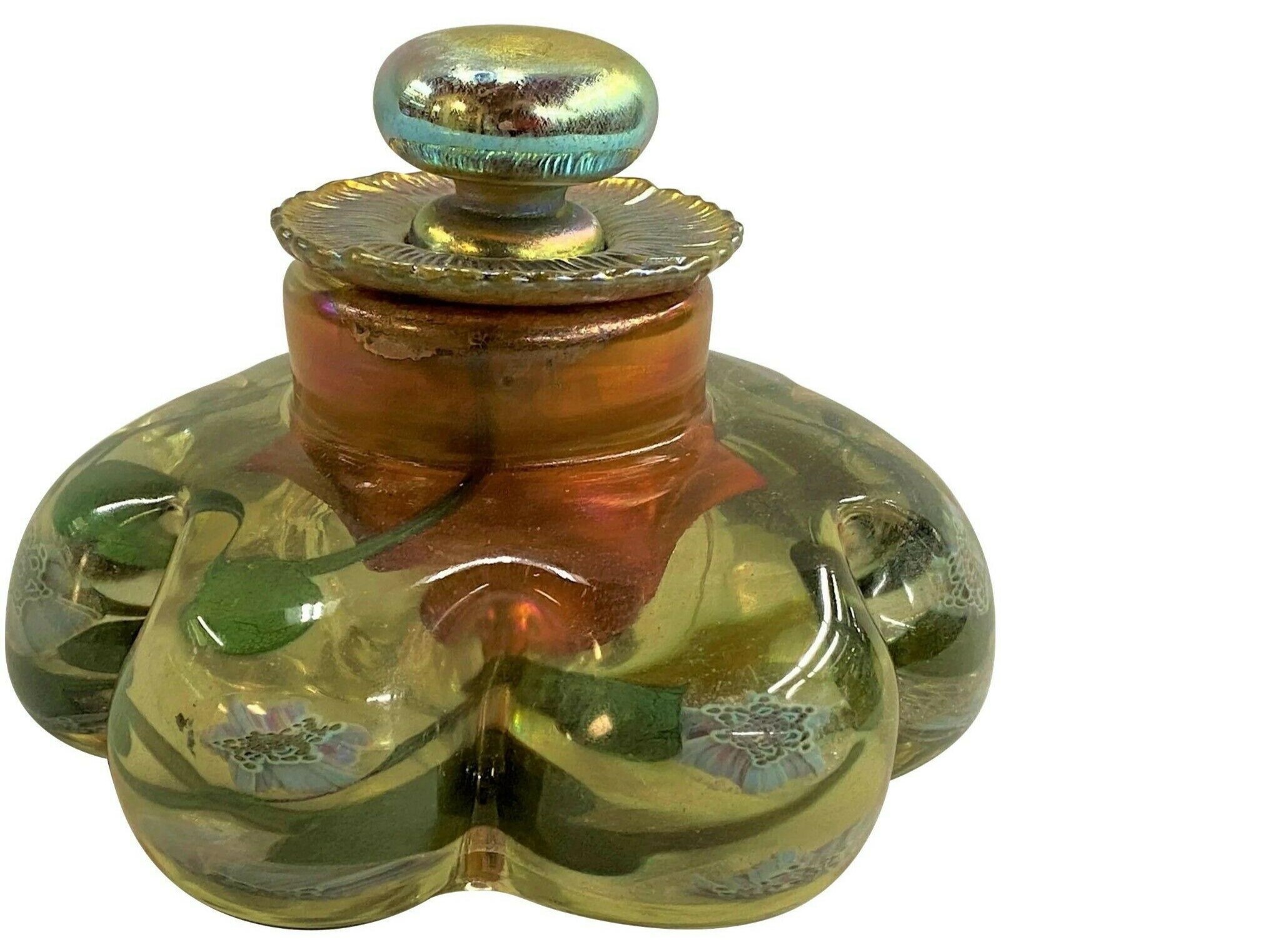 Tiffany Millefiori Art Glass Inkwell