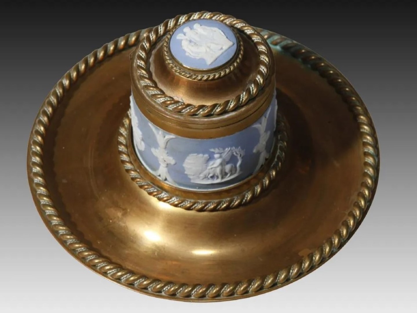 Wedgwood Jasperware Inkstand with Brass Base