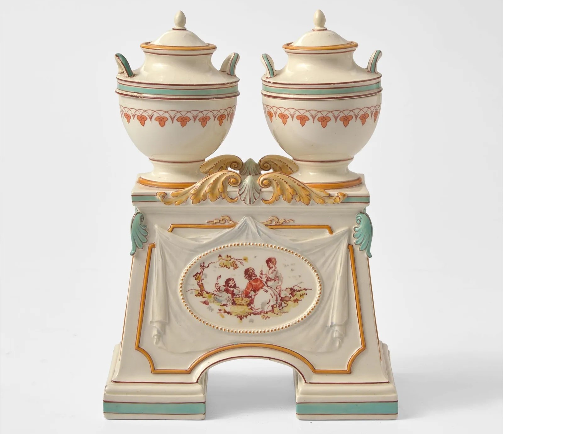 Wedgwood Queen’s Ware Double Urn Inkstand