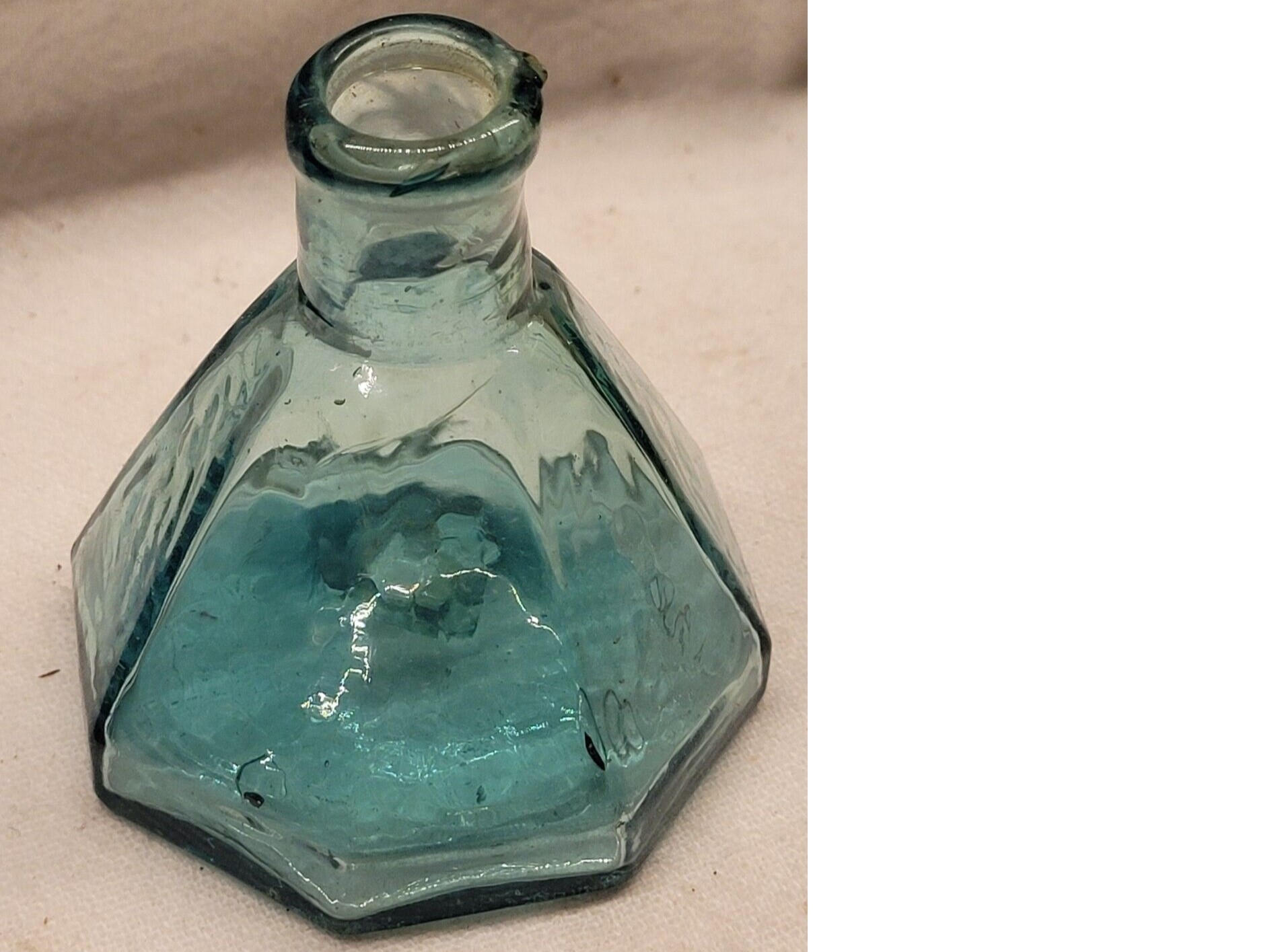 Civil War Era Teal Blue Umbrella Ink Bottle
