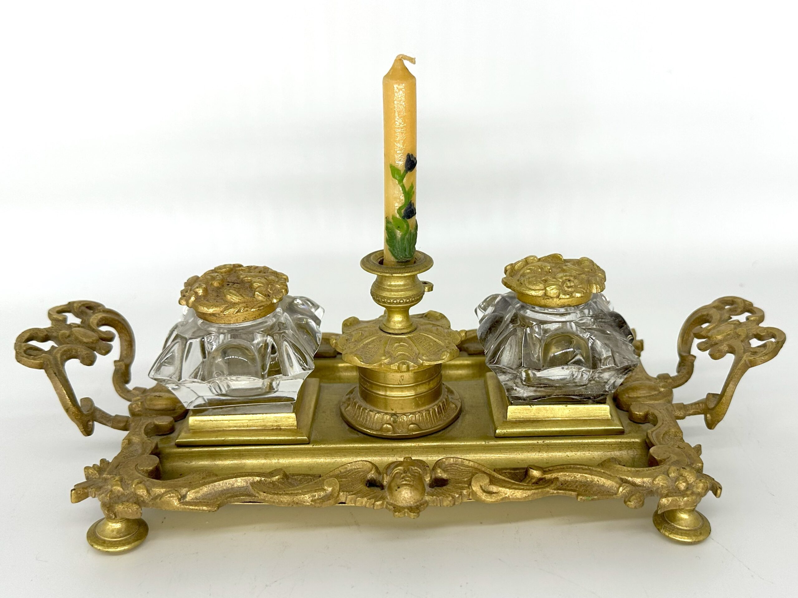 Ornate Brass Double Standish