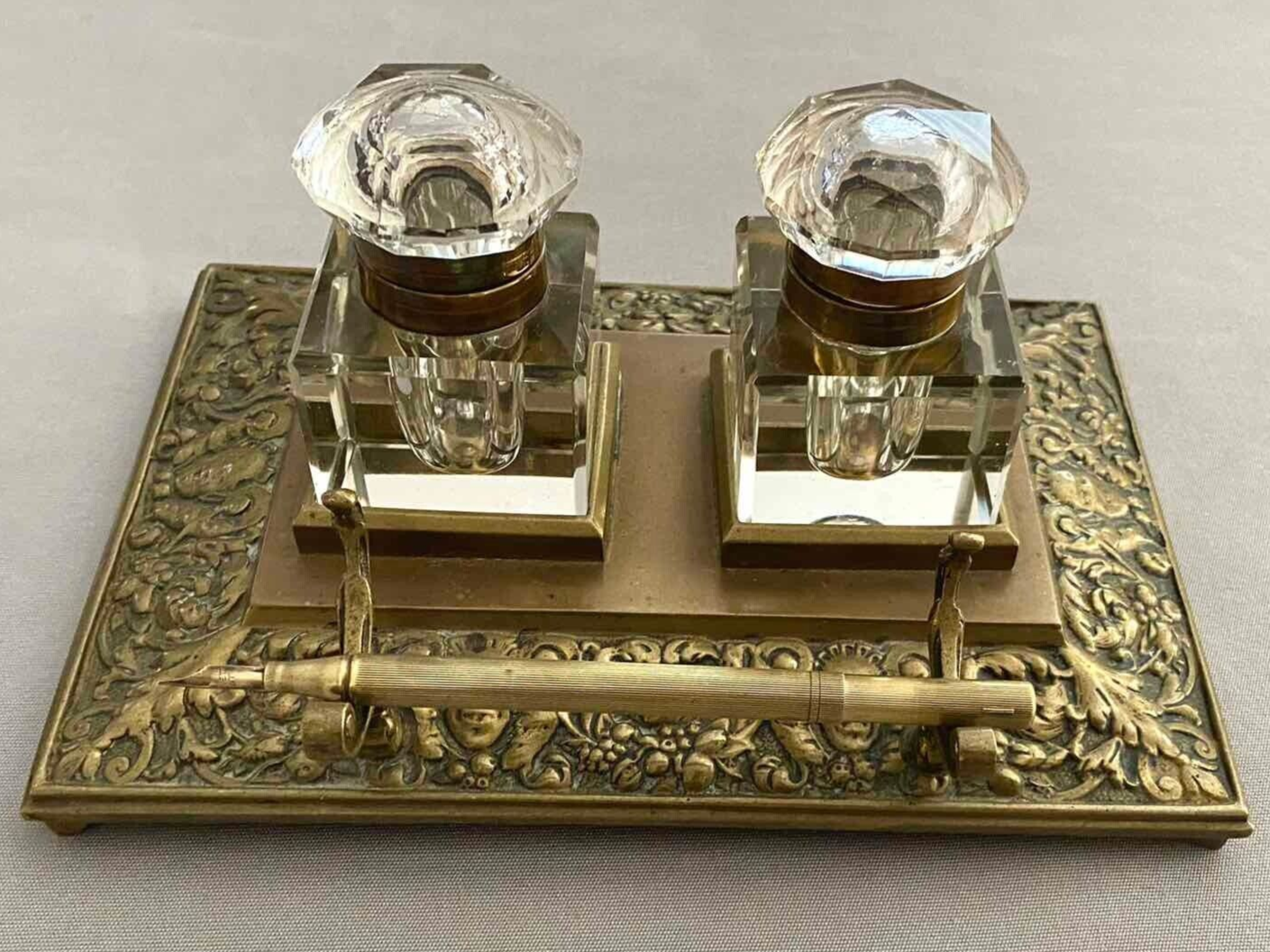 Brass Double Inkstand