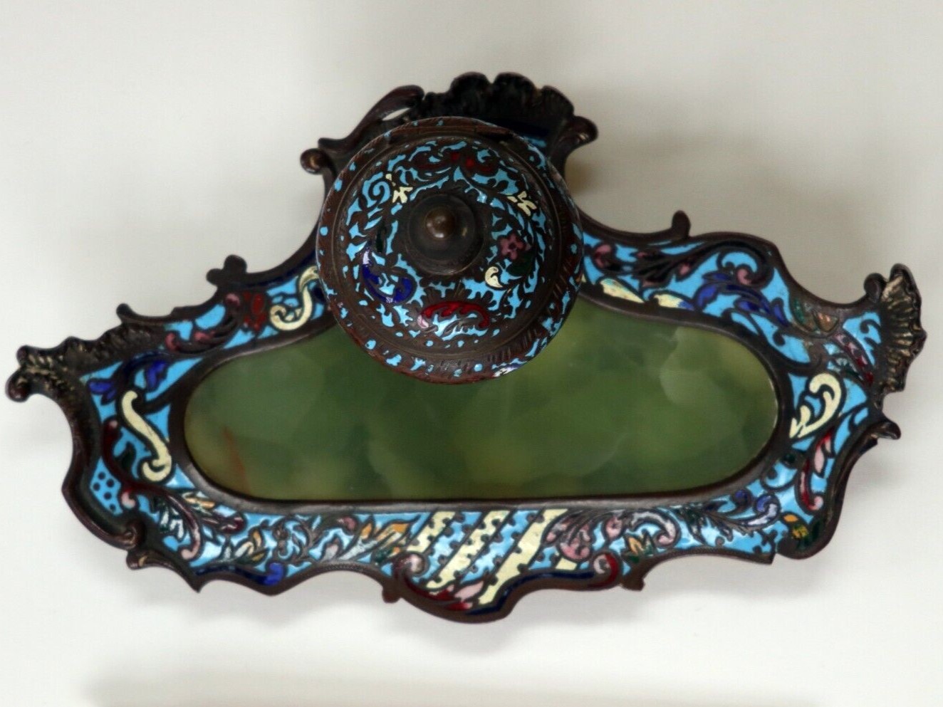 Champlevé Enamel on Bronze Inkstand