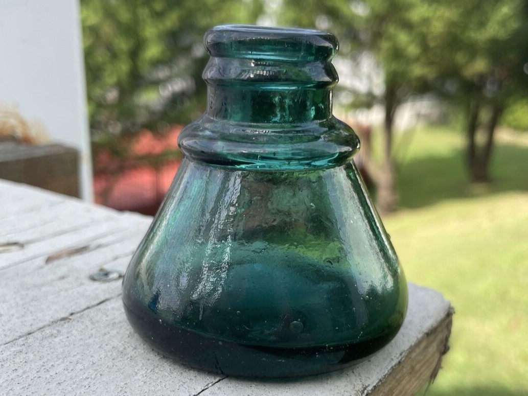 Teal-Colored Cone Ink Bottle